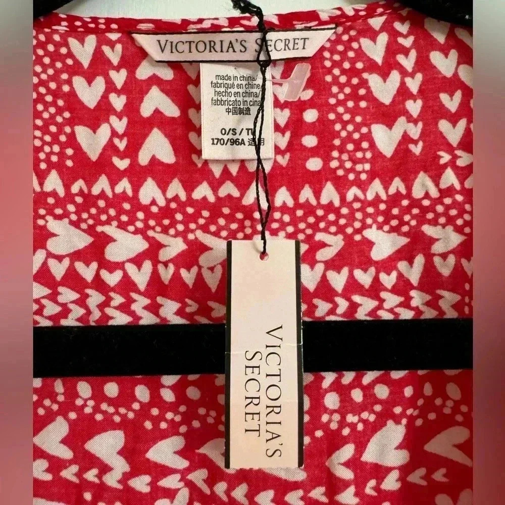Victoria’s Secret Kimono Hearts Valentines Day Swim Coverup Top Cinch Waist OS - Picture 4 of 12